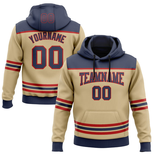 Custom Vegas Gold Navy-Red 3D Pattern Design Game Day Florida Inspired Sports Pullover Sweatshirt Hoodie - Main View