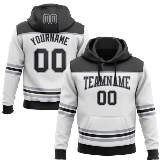 Custom White Black-Gray 3D Pattern Design Game Day Los Angeles Inspired Sports Pullover Sweatshirt Hoodie - Main View