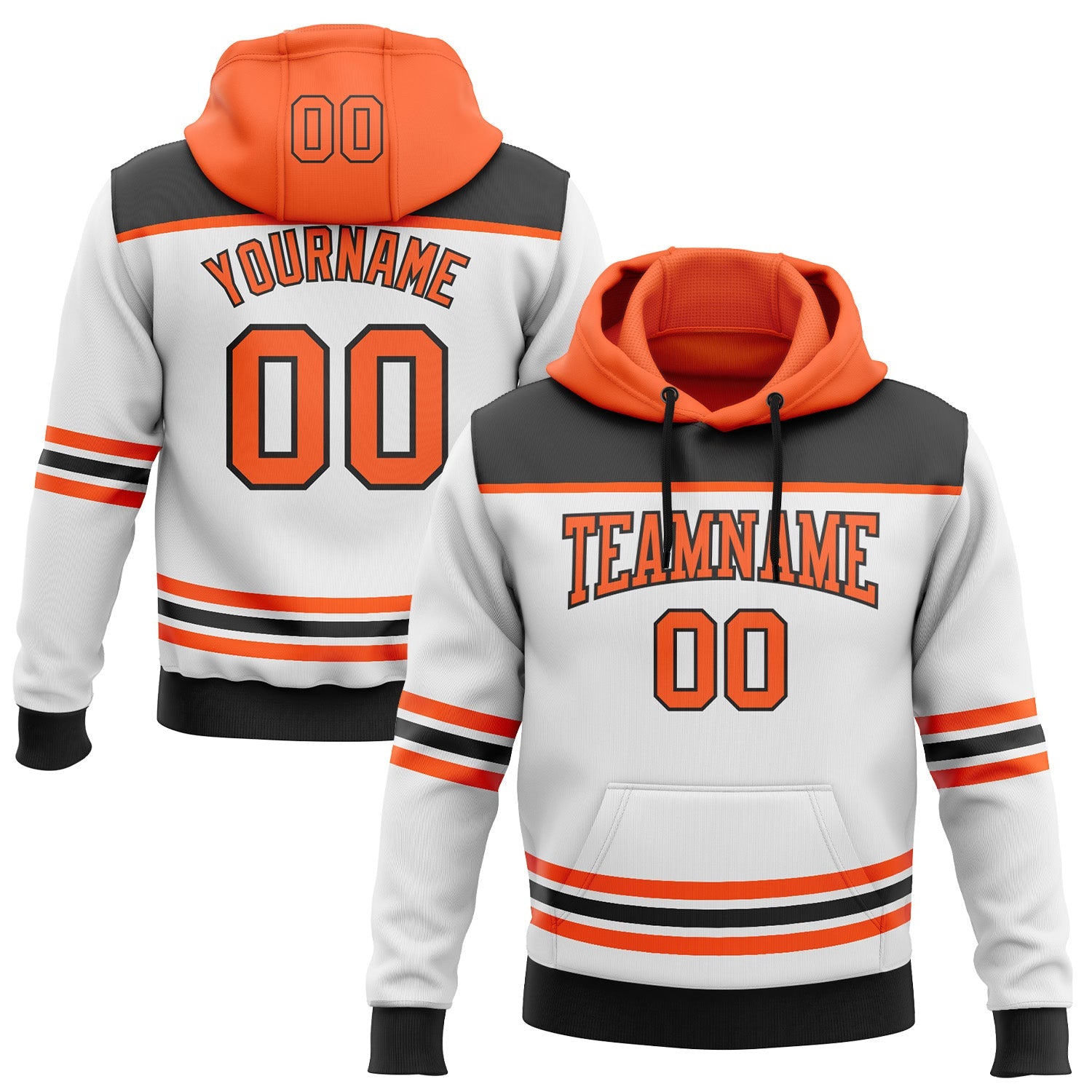 Custom White Orange-Black 3D Pattern Design Game Day Philadelphia Inspired Sports Pullover Sweatshirt Hoodie - Main View