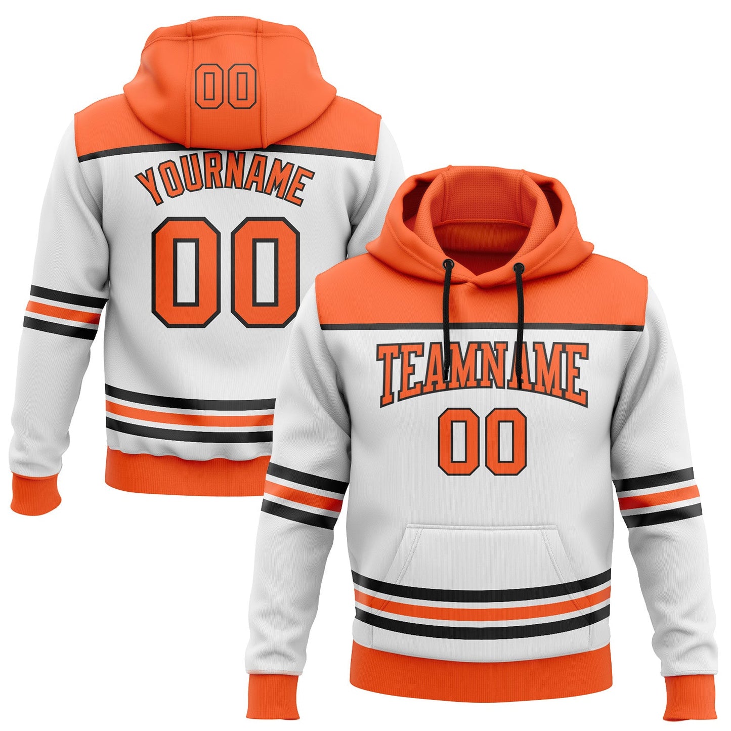 Custom White Orange-Black 3D Pattern Design Game Day Anaheim Inspired Sports Pullover Sweatshirt Hoodie - Main View