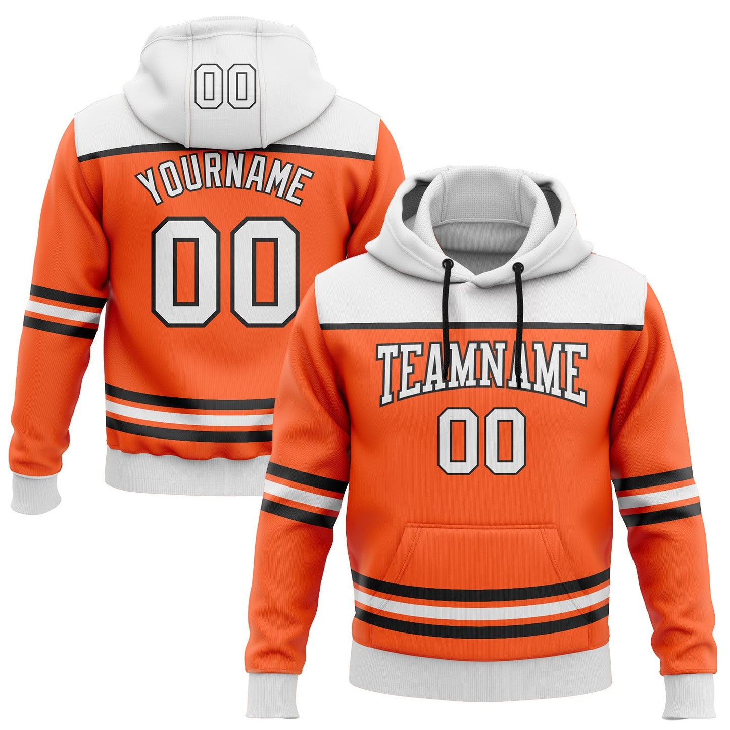 Custom Orange White-Black 3D Pattern Design Game Day Anaheim Inspired Sports Pullover Sweatshirt Hoodie - Main View