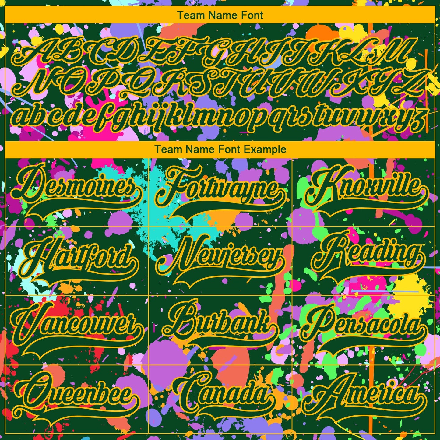 Custom Graffiti Pattern Green Gold-White 3D Pattern Splash Art Hockey Lace Neck Jersey view 4