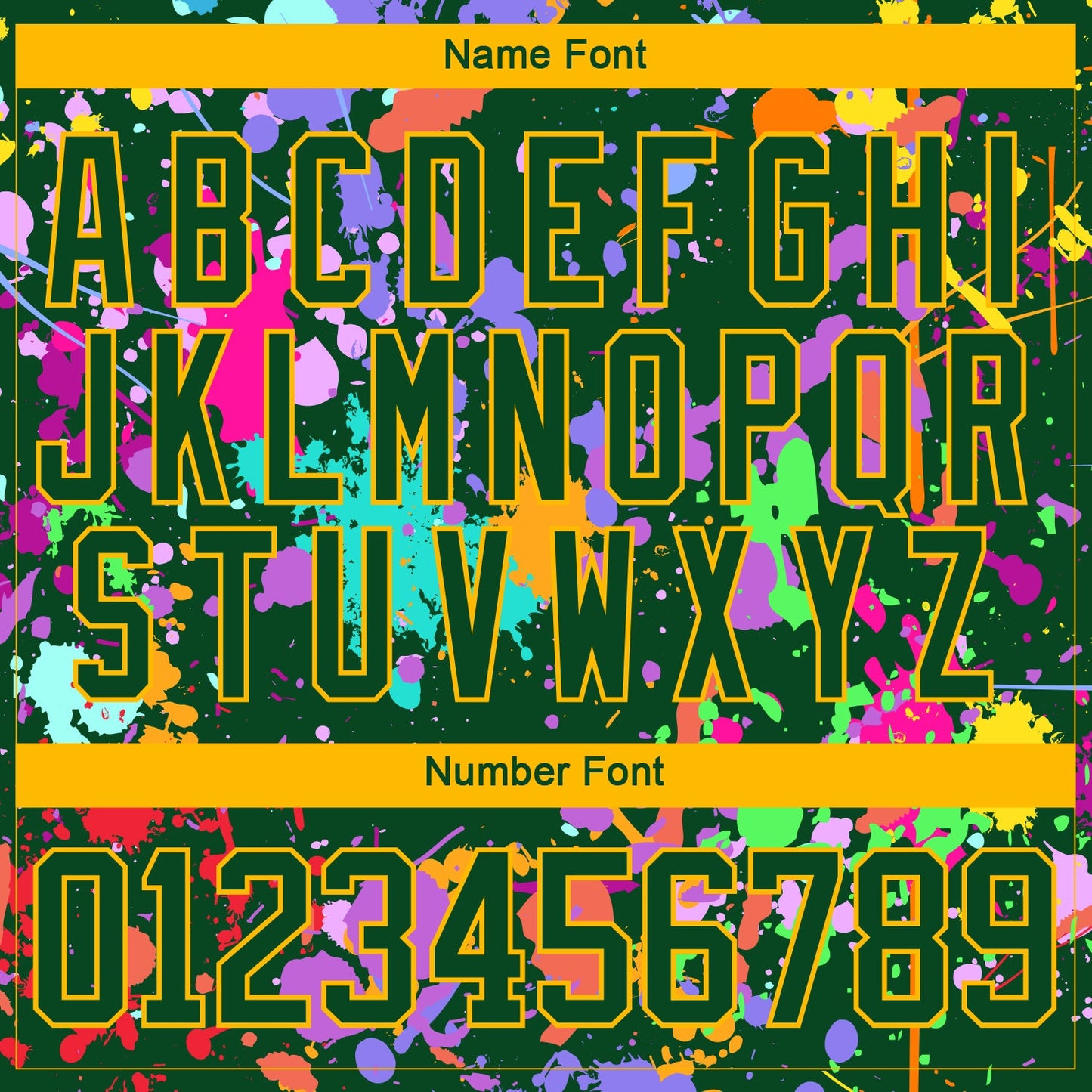 Custom Graffiti Pattern Green Gold-White 3D Pattern Splash Art Hockey Lace Neck Jersey view 5