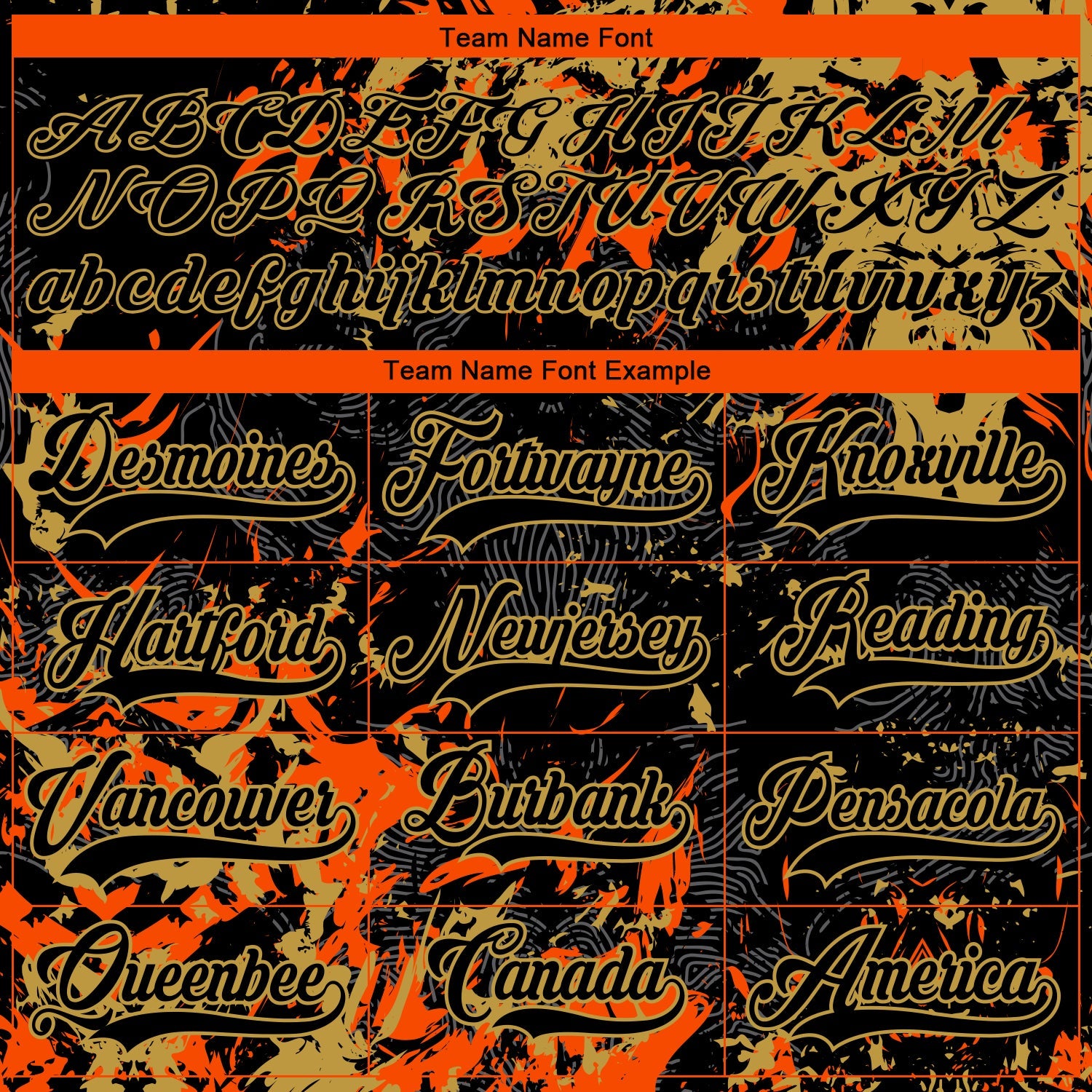 Custom Black Old Gold-Orange 3D Fluid Art Splash Hockey Lace Neck Jersey view 4