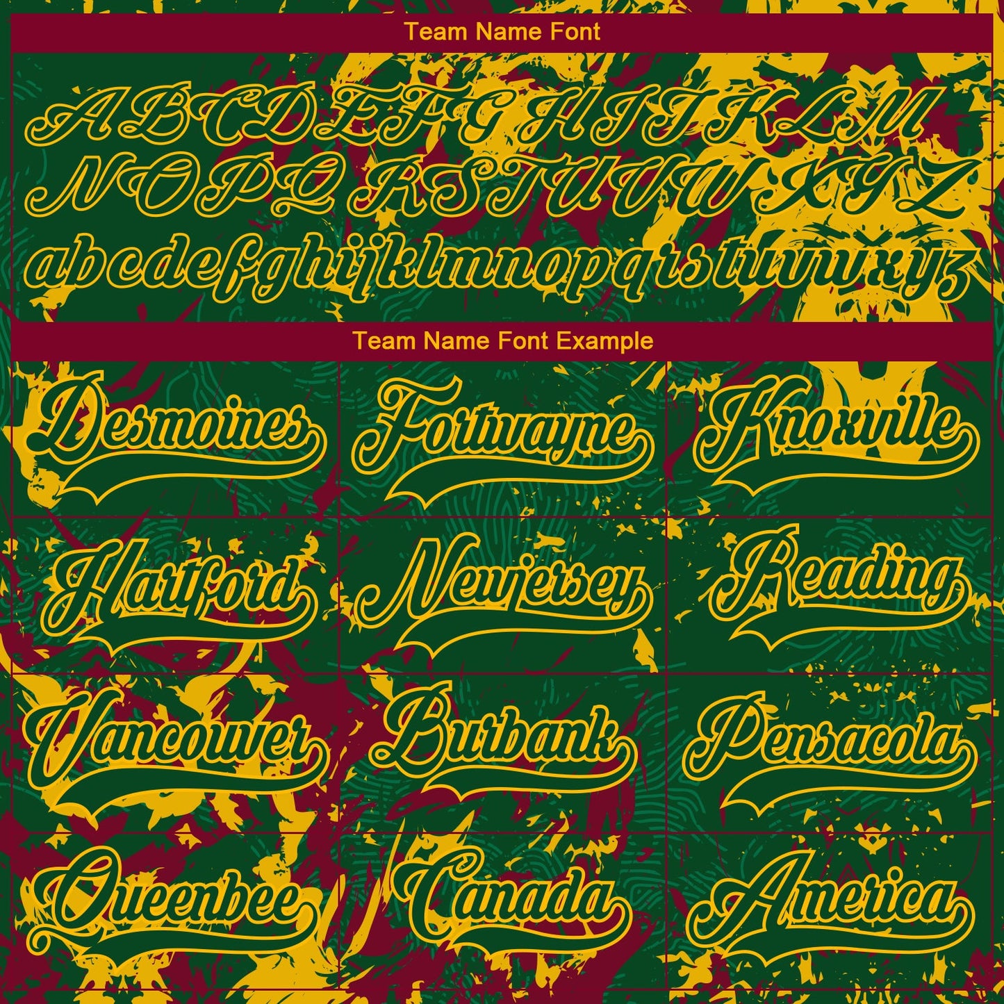 Custom Green Gold-Maroon 3D Fluid Art Splash Hockey Lace Neck Jersey view 4