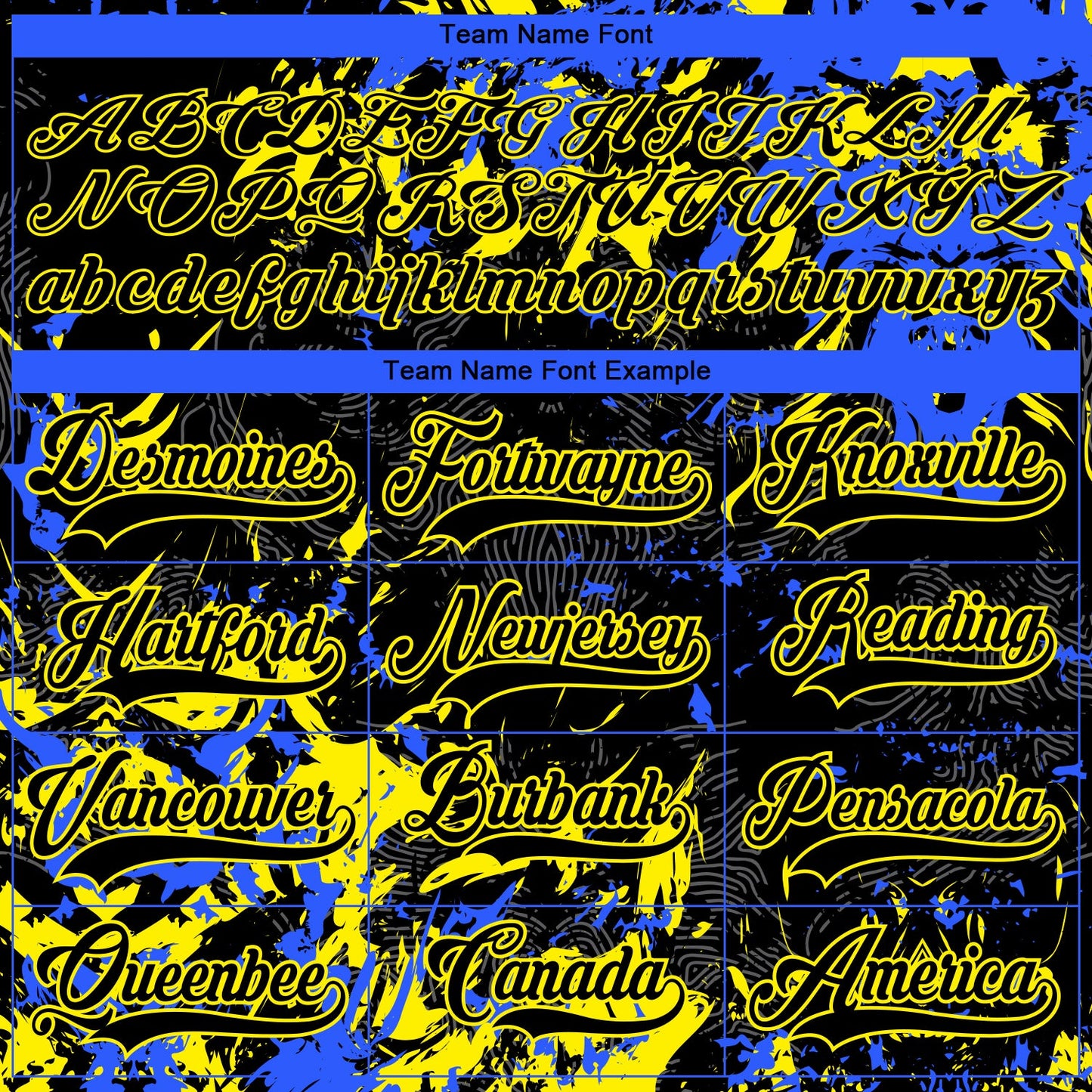 Custom Black Light Yellow-Royal 3D Fluid Art Splash Hockey Lace Neck Jersey view 4