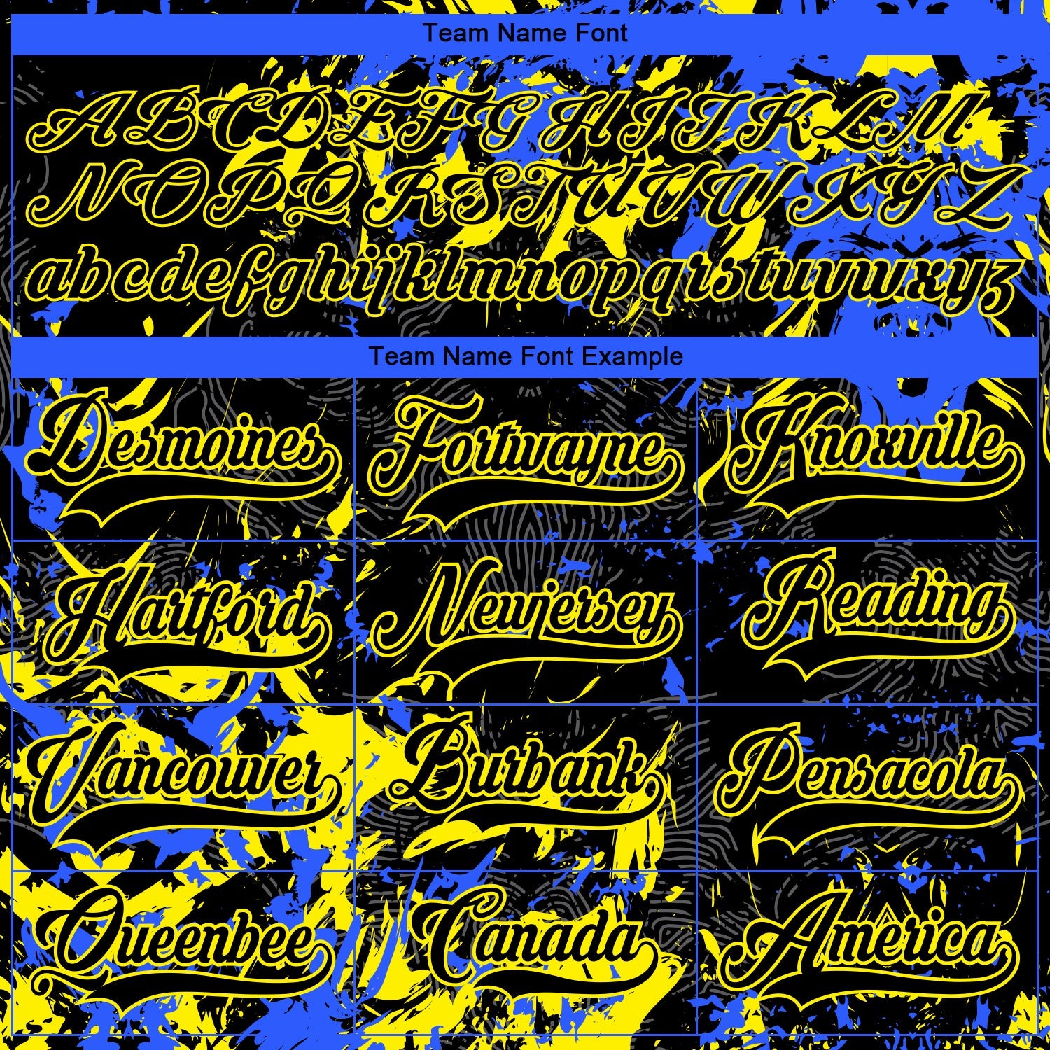 Custom Black Light Yellow-Royal 3D Fluid Art Splash Hockey Lace Neck Jersey view 4