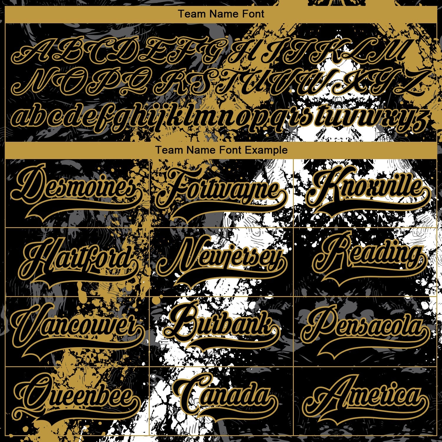 Custom Black Old Gold-White 3D Splash Art Hockey Lace Neck Jersey view 4