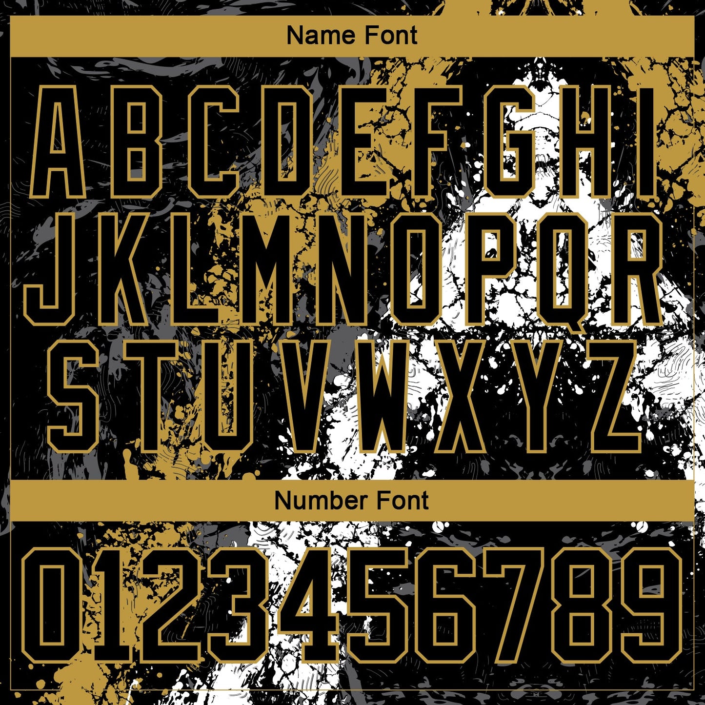 Custom Black Old Gold-White 3D Splash Art Hockey Lace Neck Jersey view 5
