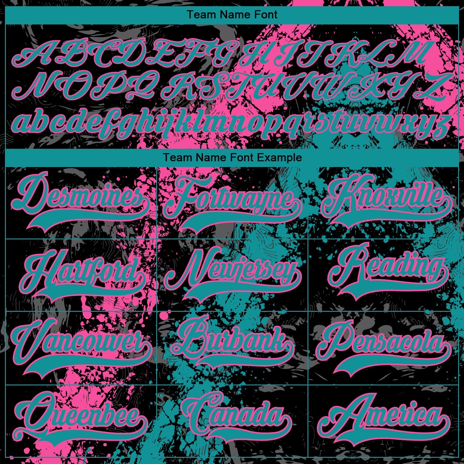 Custom Black Teal-Pink 3D Splash Art Hockey Lace Neck Jersey view 4
