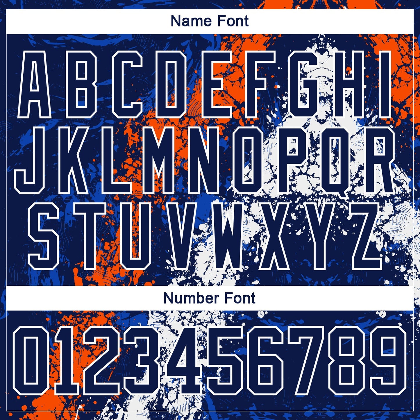 Custom Navy Thunder Blue Orange-White 3D Splash Art Hockey Lace Neck Jersey view 5