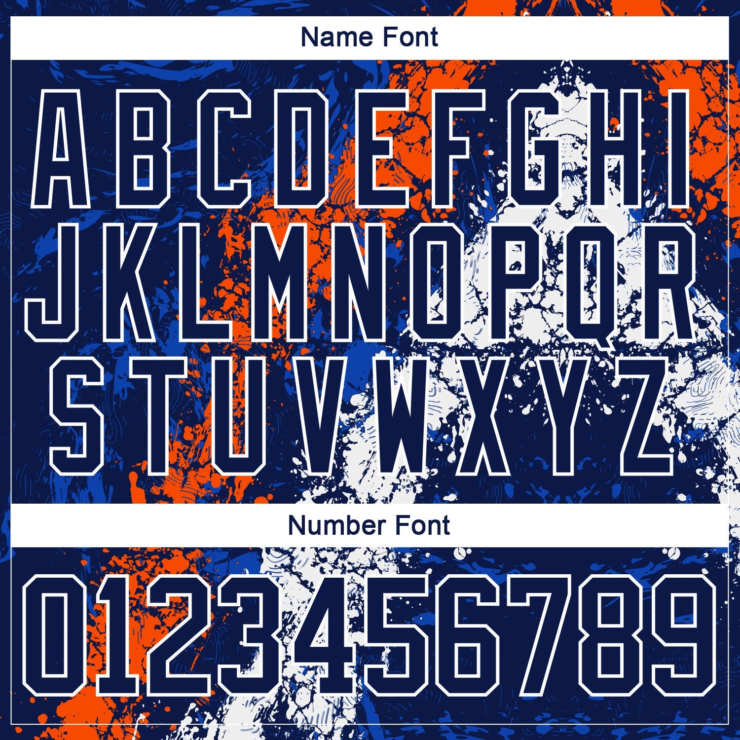 Custom Navy Thunder Blue Orange-White 3D Splash Art Hockey Lace Neck Jersey view 5