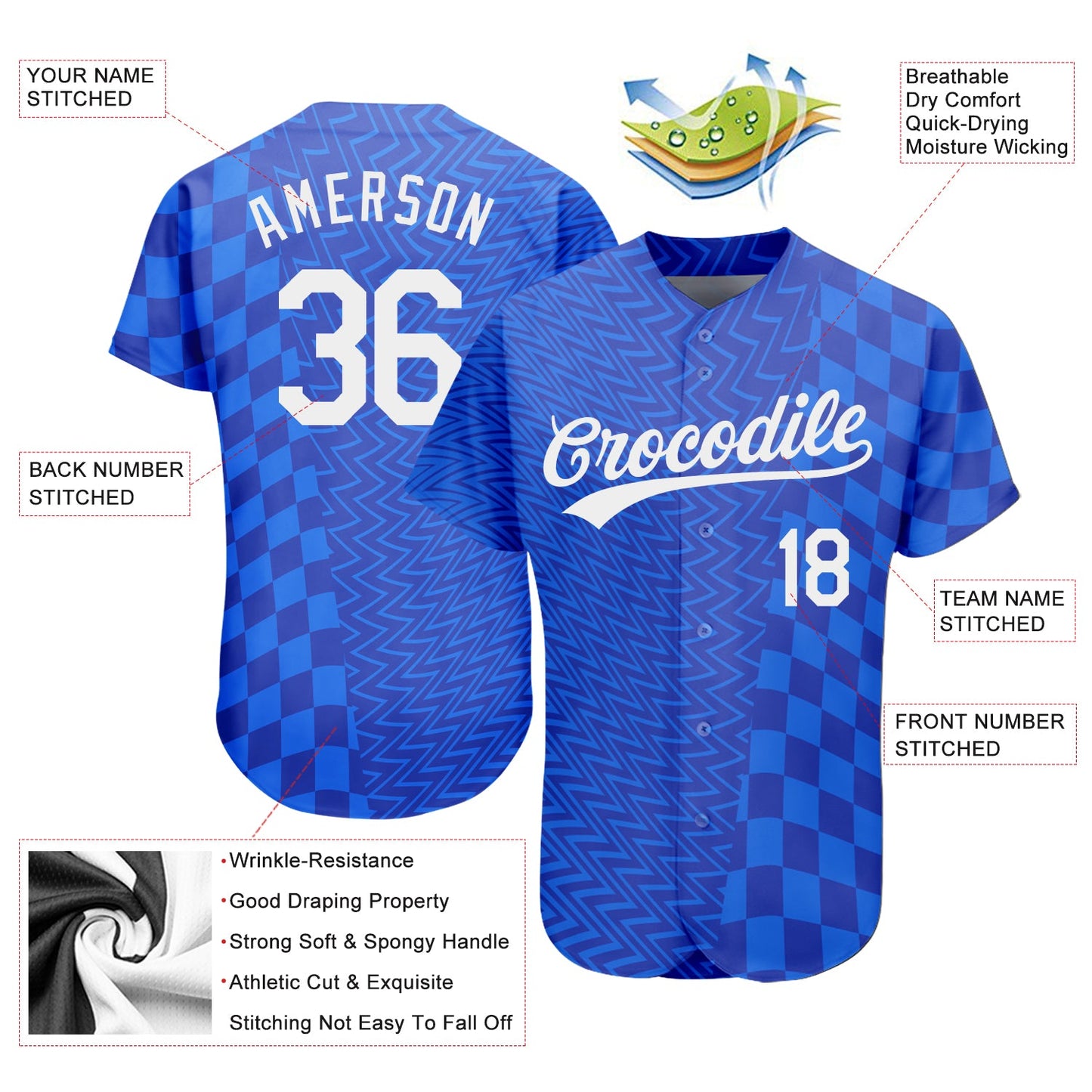 Custom Royal White-Black 3D Pattern Design Authentic Baseball Jersey view 3