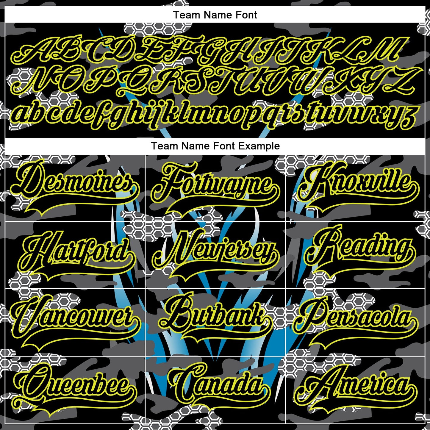 Custom Black Neon Yellow Blue-White 3D Pattern Abstract Camo Hockey Lace Neck Jersey view 4
