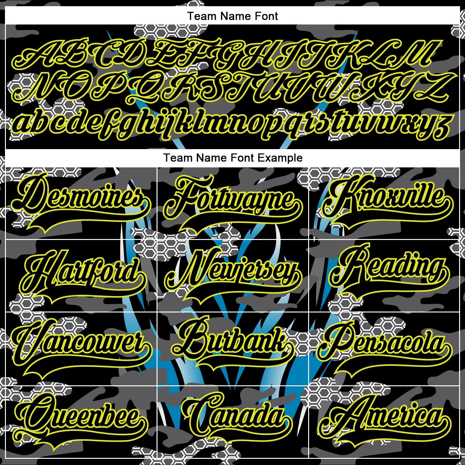 Custom Black Neon Yellow Blue-White 3D Pattern Abstract Camo Hockey Lace Neck Jersey view 4