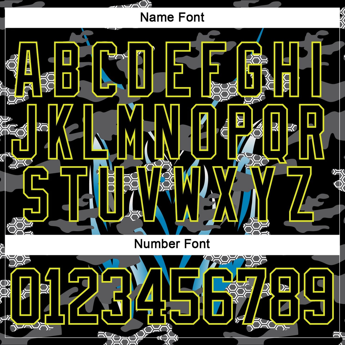 Custom Black Neon Yellow Blue-White 3D Pattern Abstract Camo Hockey Lace Neck Jersey view 5