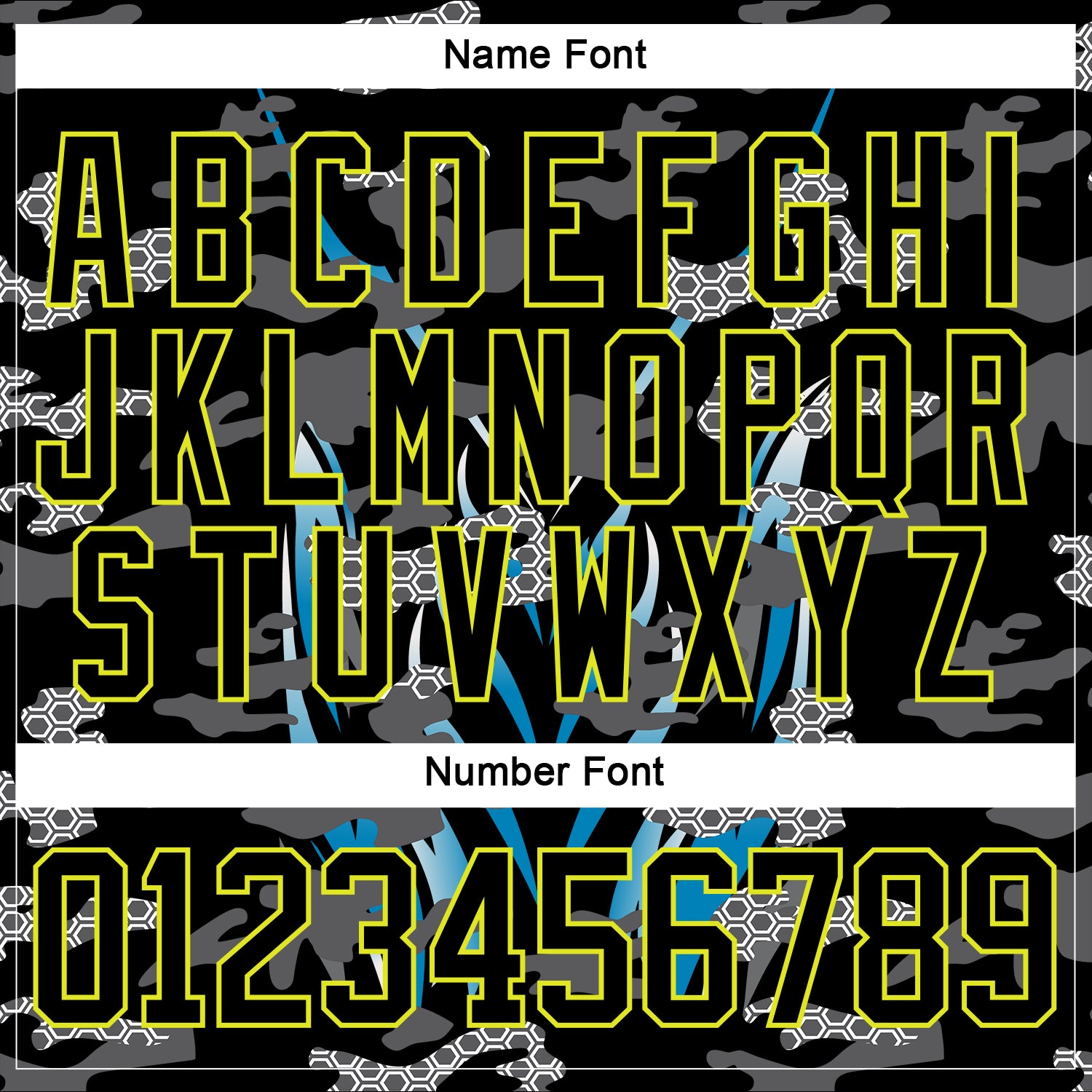 Custom Black Neon Yellow Blue-White 3D Pattern Abstract Camo Hockey Lace Neck Jersey view 5