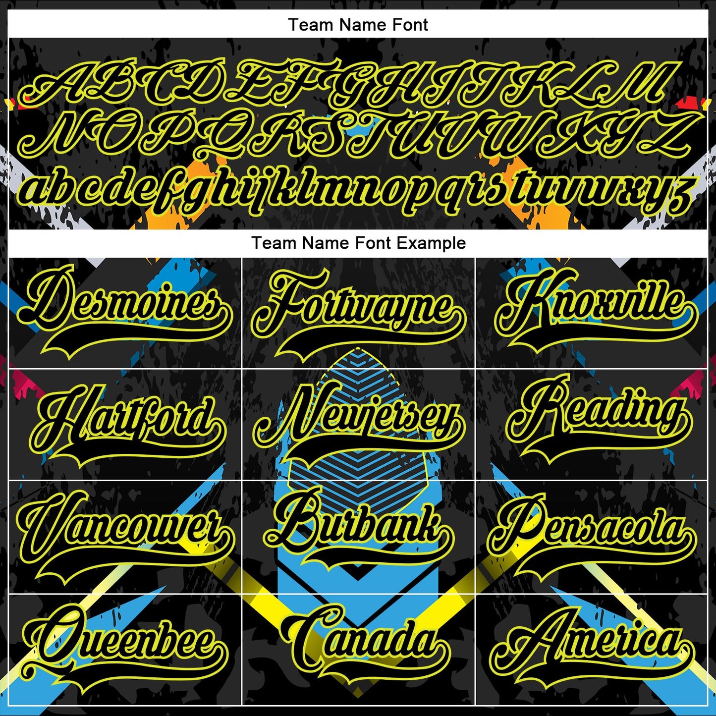 Custom Black Neon Yellow Blue-White 3D Pattern Abstract Splash Hockey Lace Neck Jersey view 4