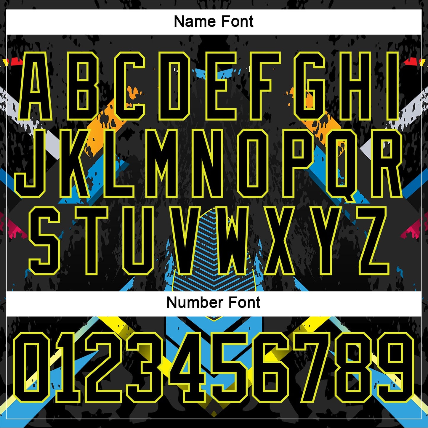 Custom Black Neon Yellow Blue-White 3D Pattern Abstract Splash Hockey Lace Neck Jersey view 5