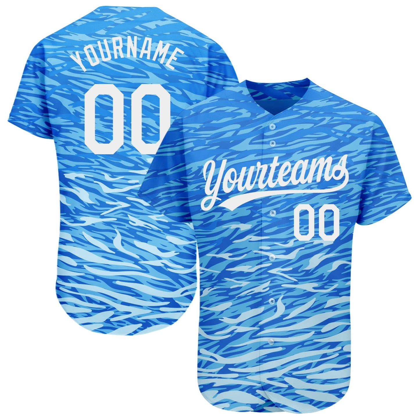 Custom Royal White 3D Pattern Design Authentic Baseball Jersey - Main View