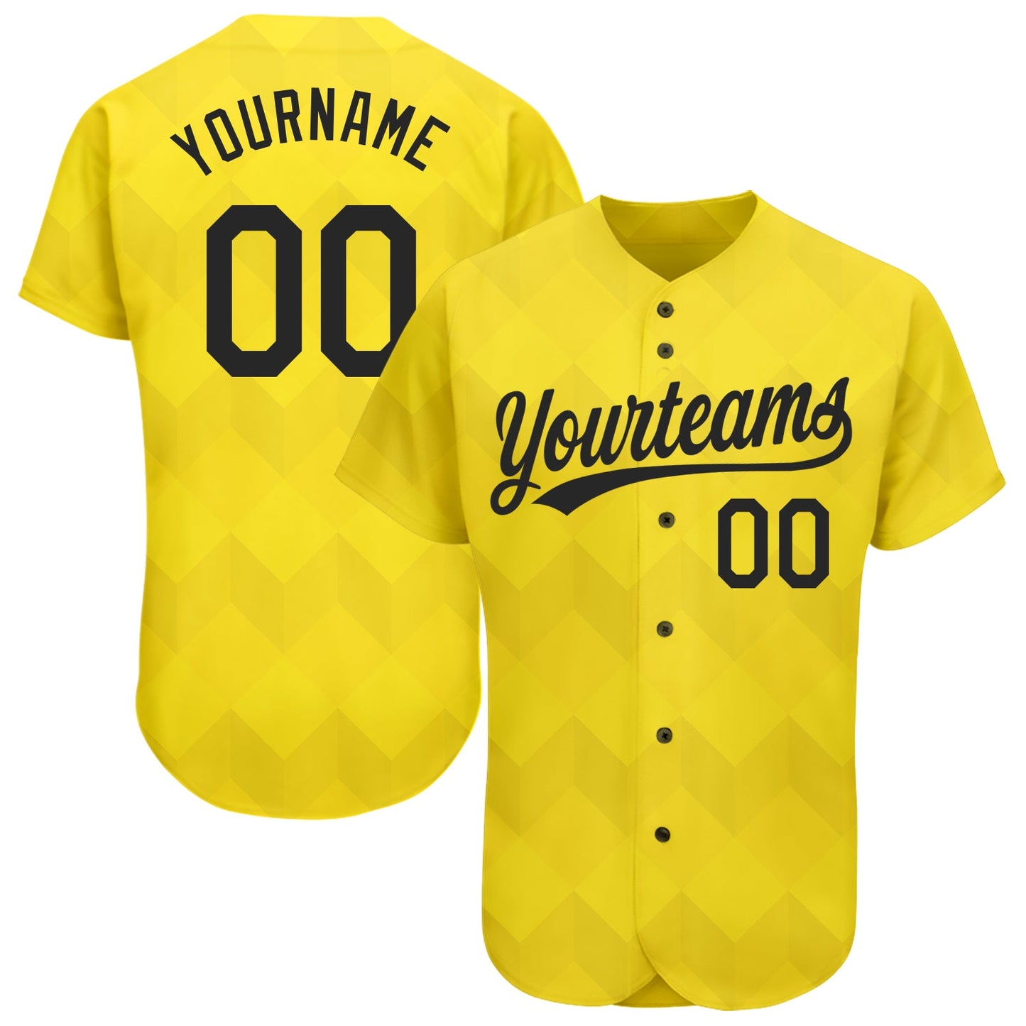 Custom Gold Black 3D Pattern Design Authentic Baseball Jersey - Main View