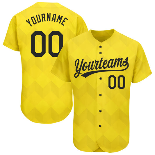 Custom Gold Black 3D Pattern Design Authentic Baseball Jersey - Main View