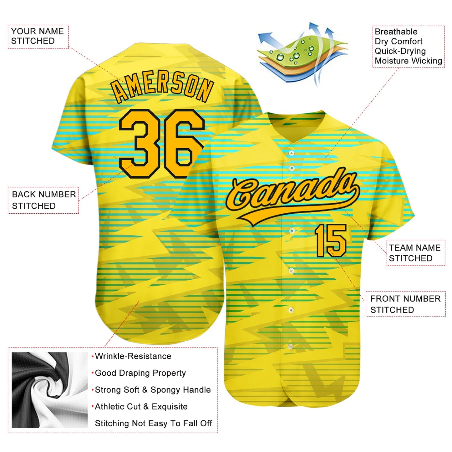 Custom Gold Gold Black-Light Blue 3D Pattern Design Authentic Baseball Jersey view 3