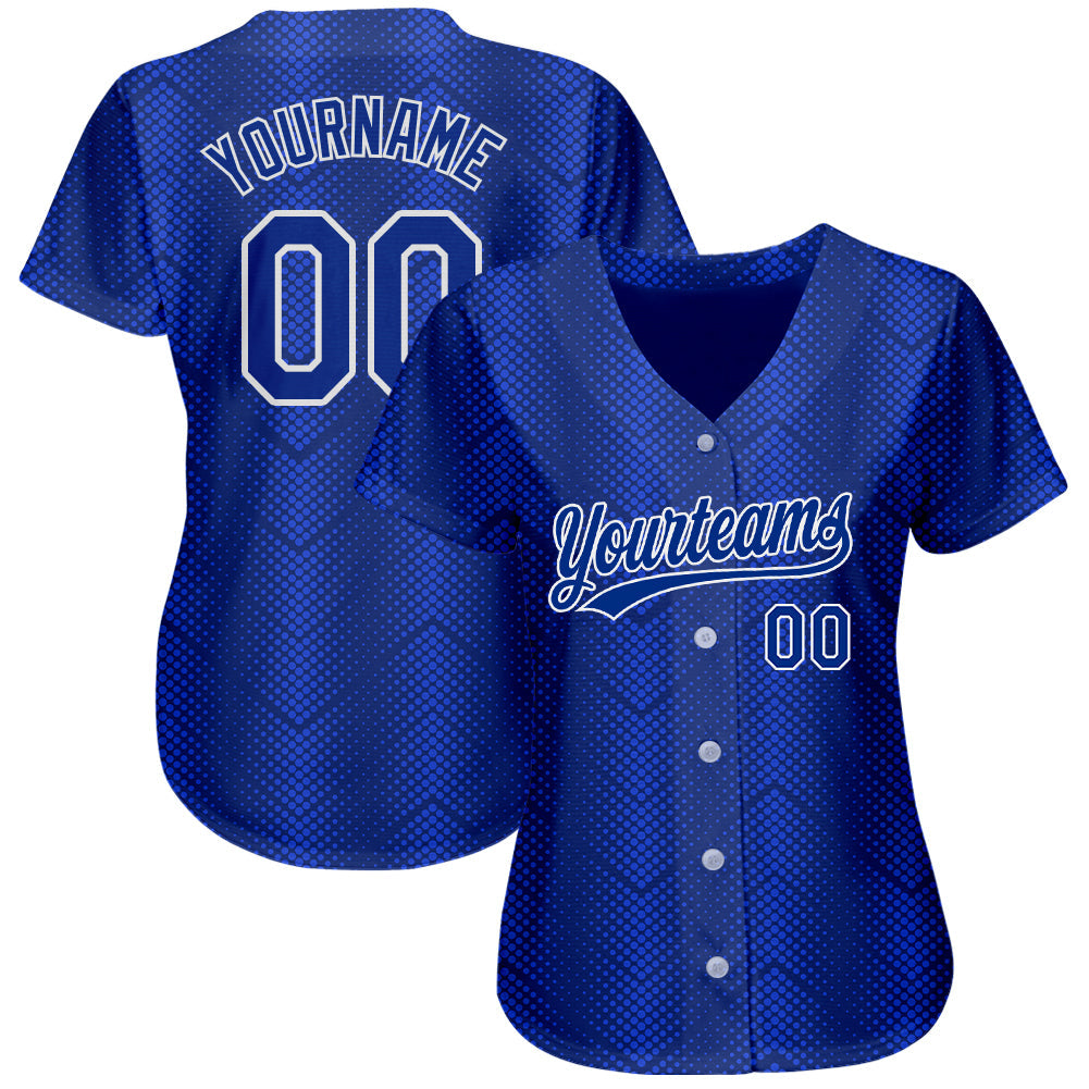 Custom Royal Royal-Navy 3D Pattern Design Authentic Baseball Jersey view 2