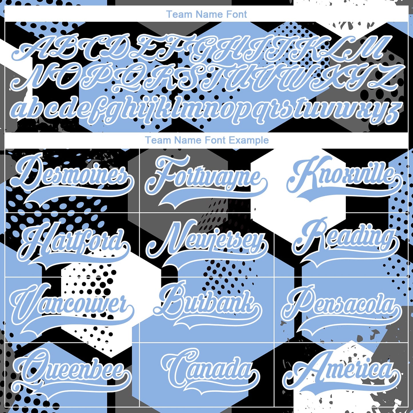 Custom Light Blue Black-White 3D Pattern Geometric Shape Hockey Lace Neck Jersey view 6