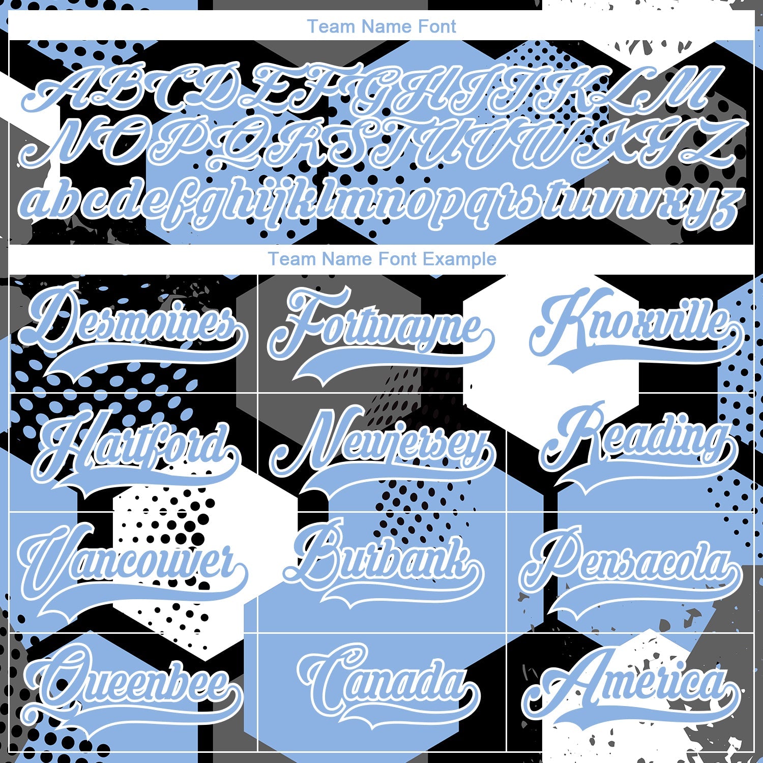 Custom Light Blue Black-White 3D Pattern Geometric Shape Hockey Lace Neck Jersey view 6
