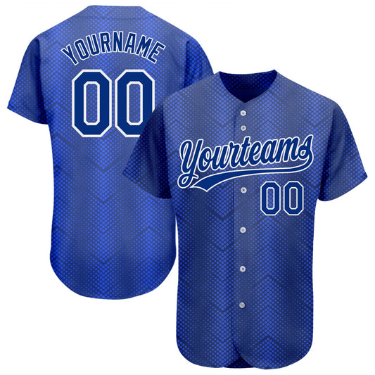 Custom Royal Royal-Navy 3D Pattern Design Authentic Baseball Jersey - Main View