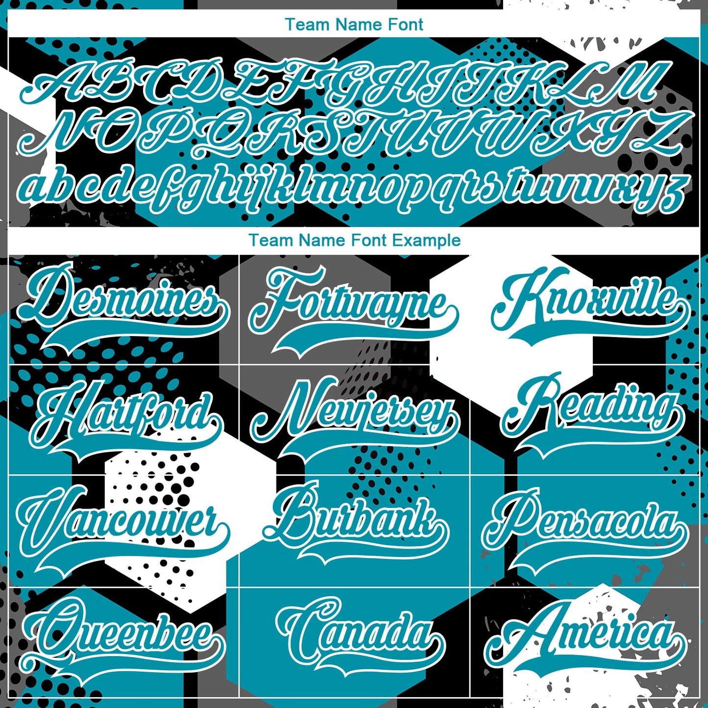 Custom Teal Black-White 3D Pattern Geometric Shape Hockey Lace Neck Jersey view 6