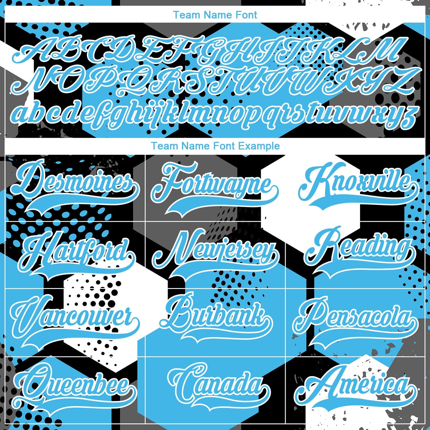 Custom Sky Blue Black-White 3D Pattern Geometric Shape Hockey Lace Neck Jersey view 6