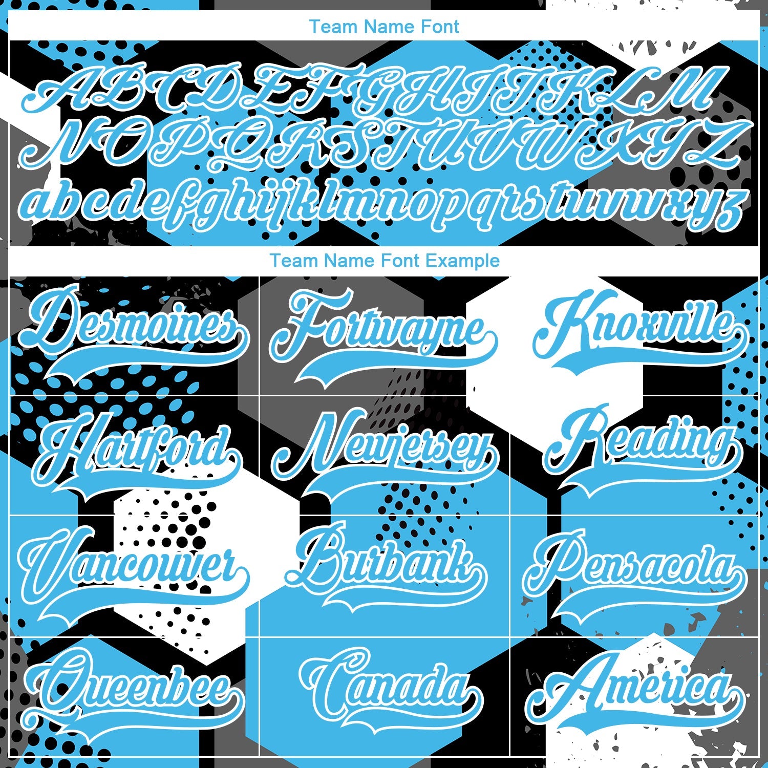 Custom Sky Blue Black-White 3D Pattern Geometric Shape Hockey Lace Neck Jersey view 6