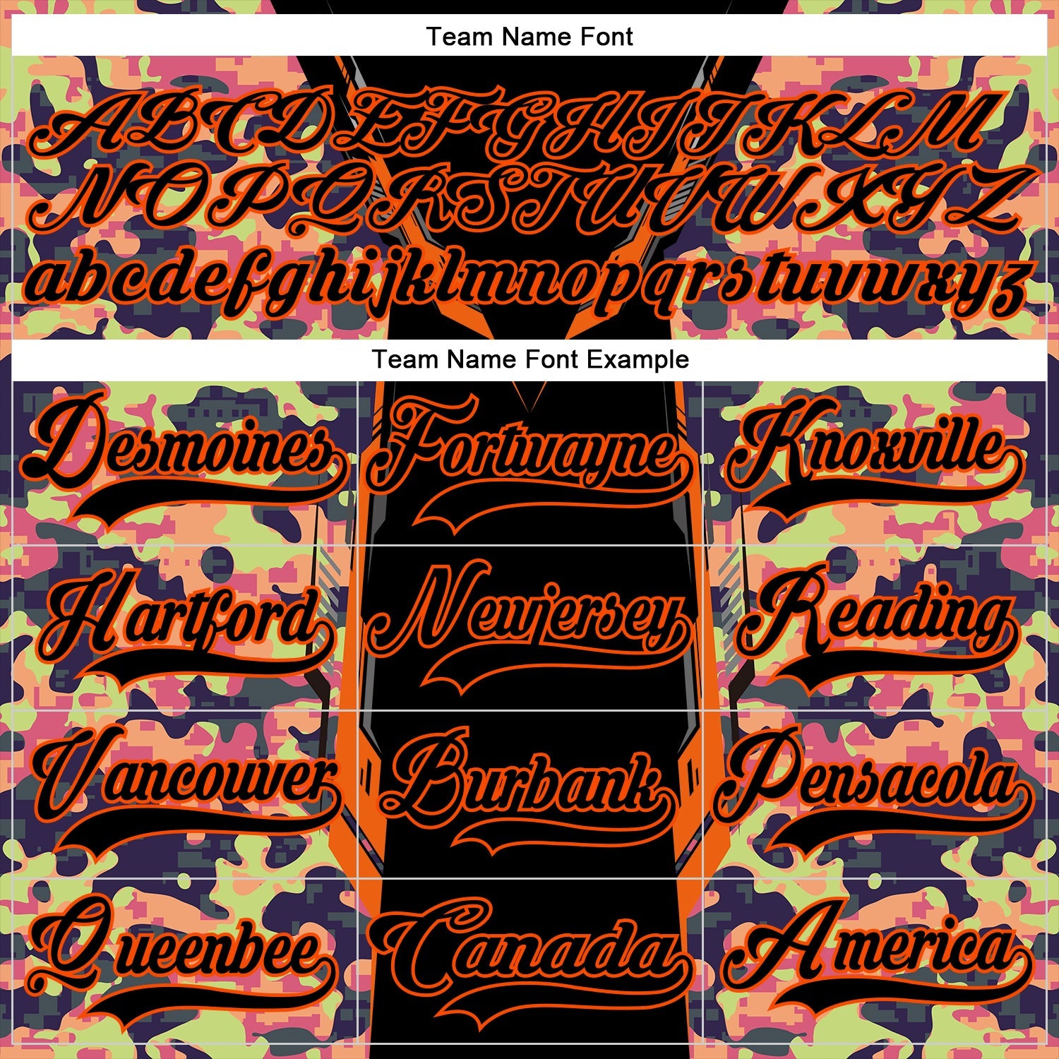 Custom Camo Black-Orange 3D Camouflage Pixel Hockey Lace Neck Jersey view 6