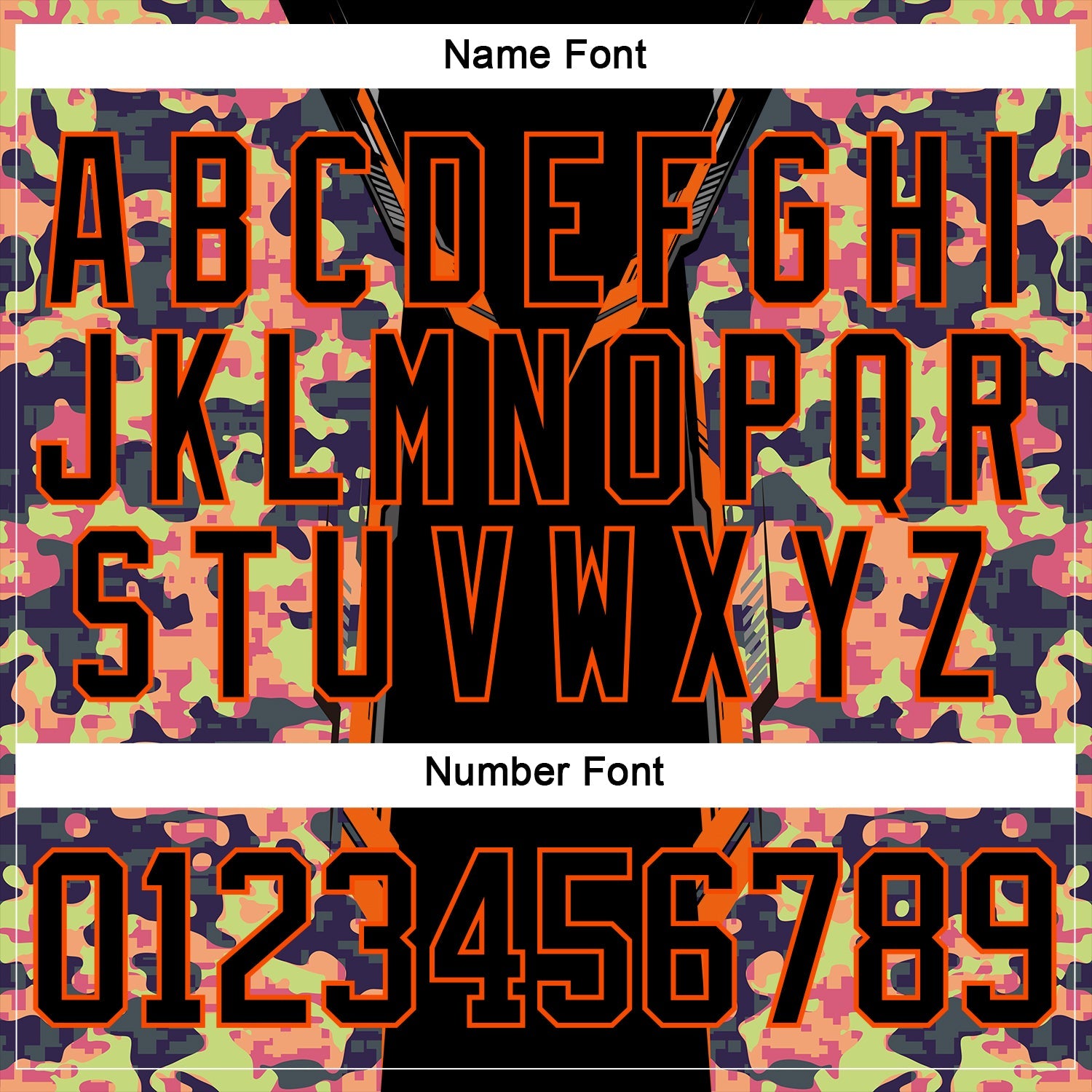 Custom Camo Black-Orange 3D Camouflage Pixel Hockey Lace Neck Jersey view 7