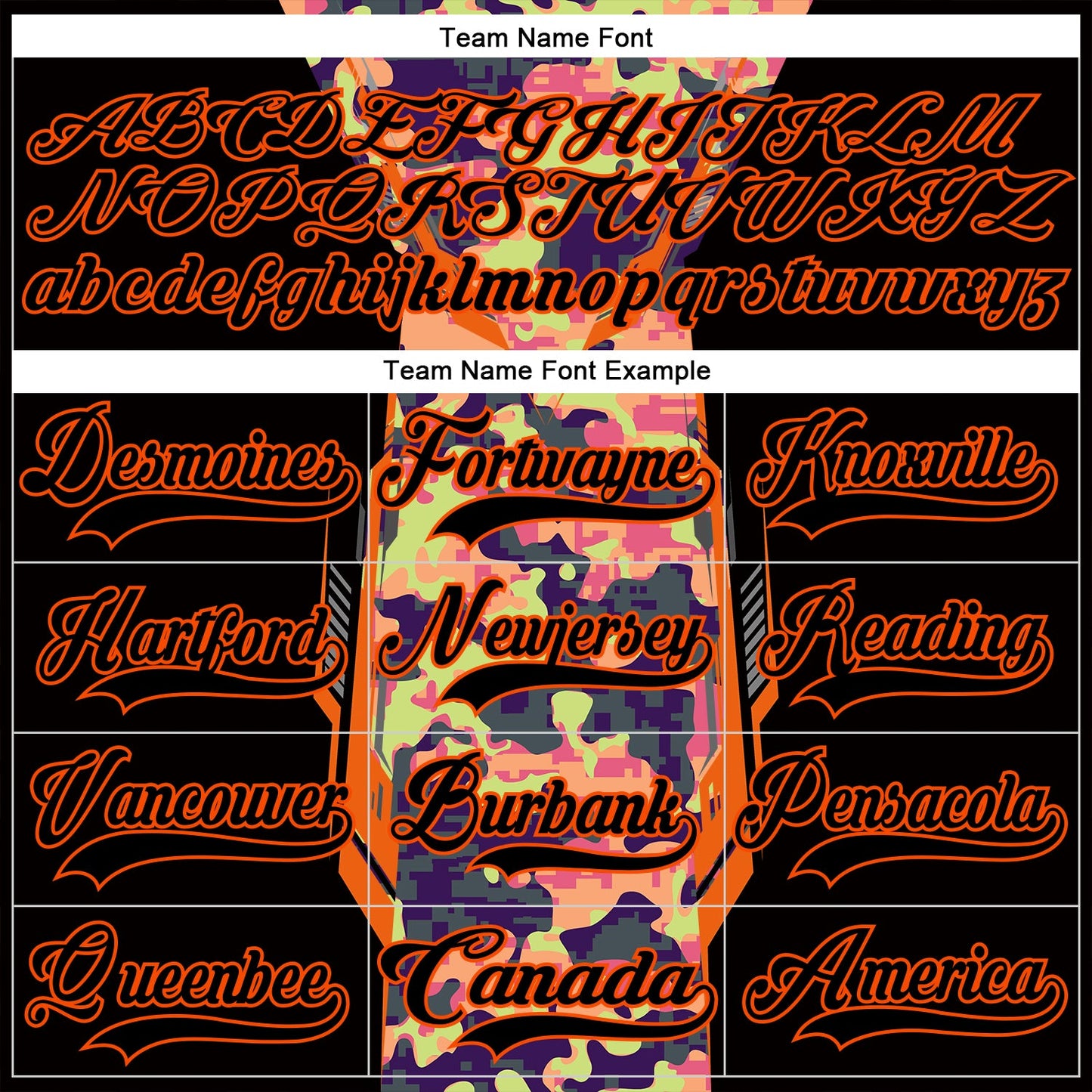 Custom Camo Black-Orange 3D Camouflage Pixel Hockey Lace Neck Jersey view 6