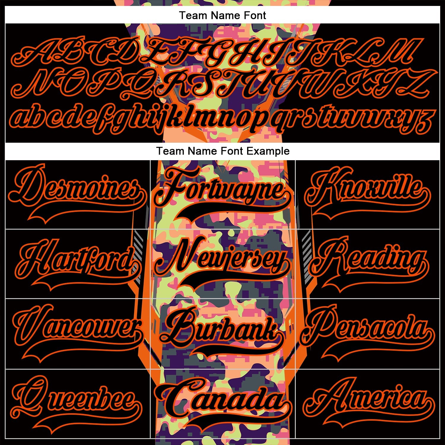 Custom Camo Black-Orange 3D Camouflage Pixel Hockey Lace Neck Jersey view 6