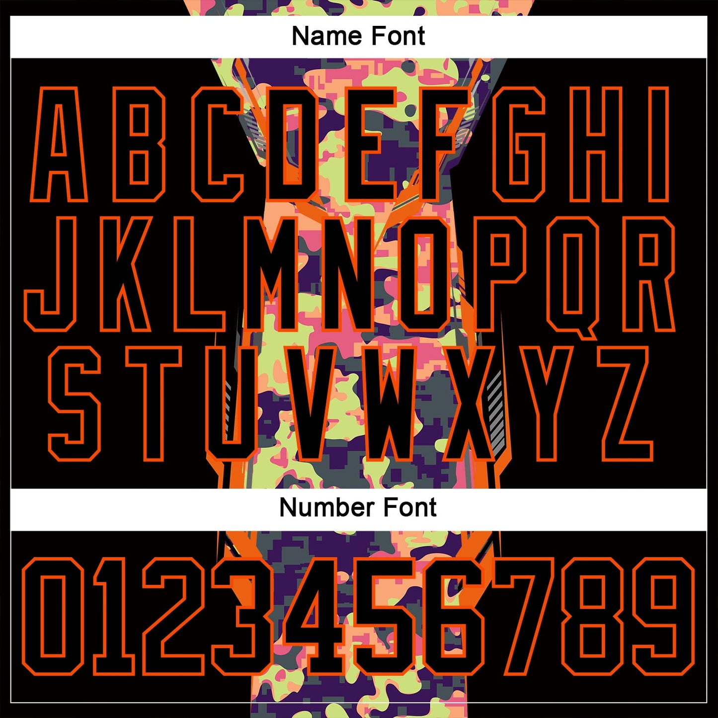 Custom Camo Black-Orange 3D Camouflage Pixel Hockey Lace Neck Jersey view 7