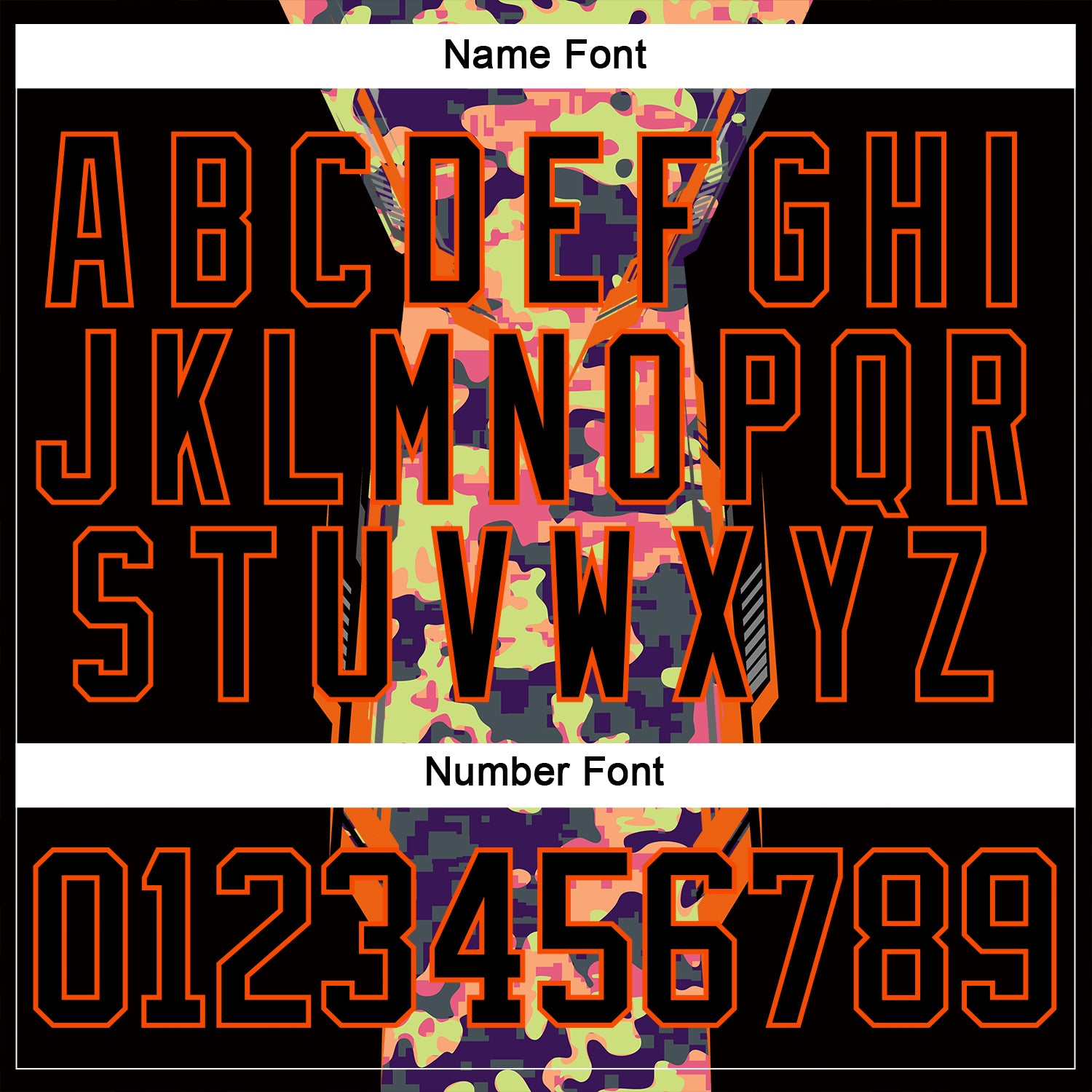 Custom Camo Black-Orange 3D Camouflage Pixel Hockey Lace Neck Jersey view 7