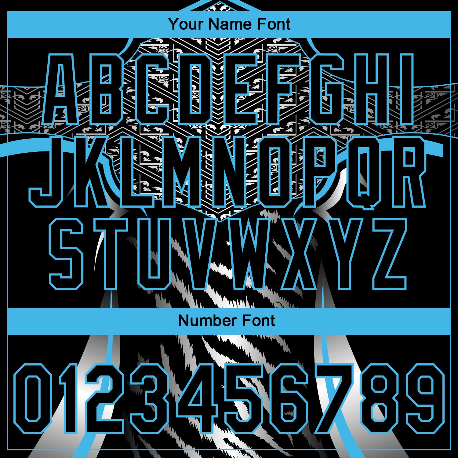 Custom Stitched Black Sky Blue-White E-sports Pattern Pullover Sweatshirt Hoodie view 6