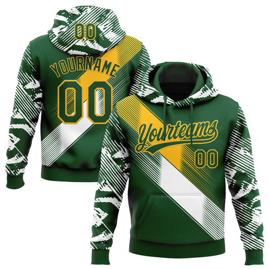 Custom Stitched Green Gold-White E-sports Pattern Pullover Sweatshirt Hoodie - Main View