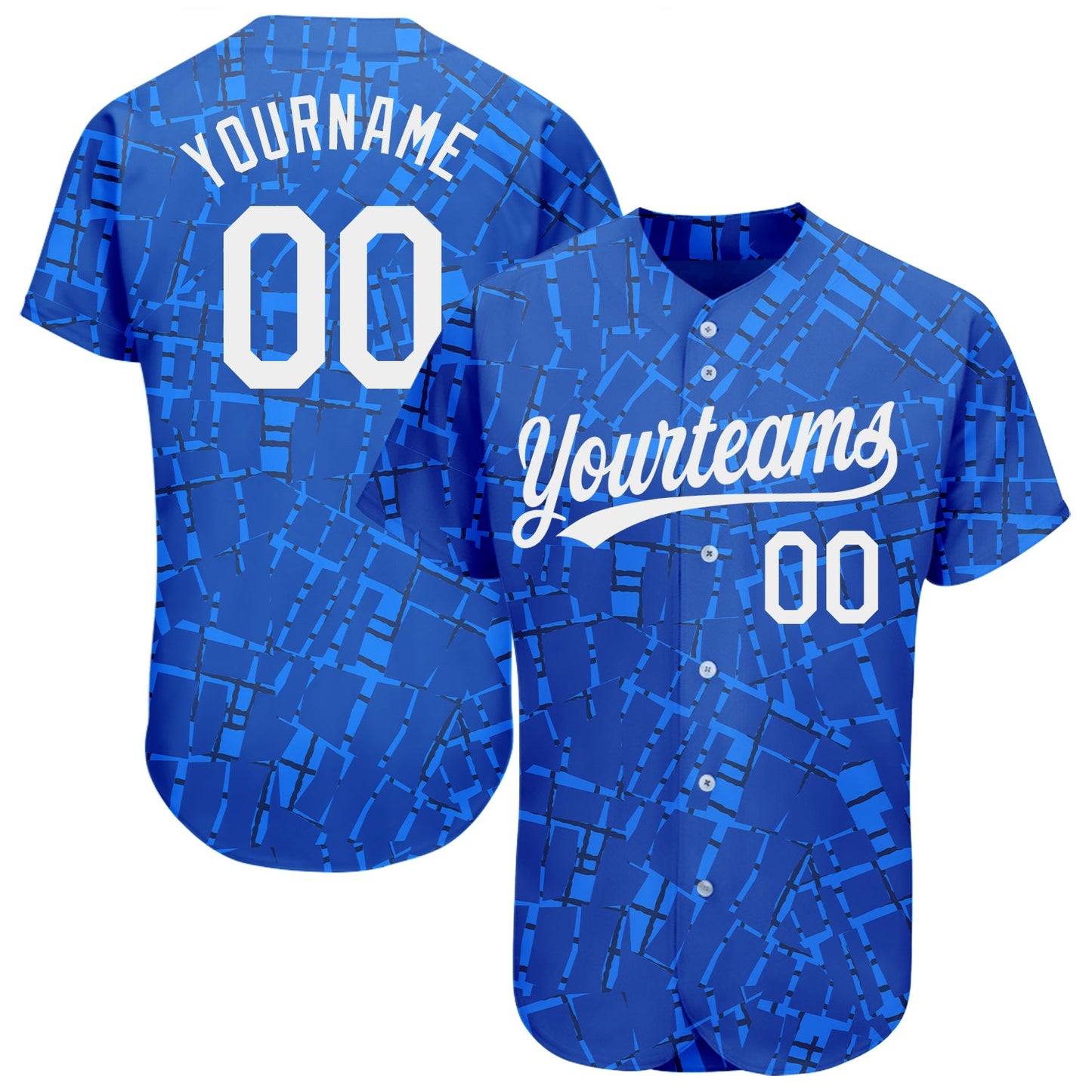 Custom Royal White 3D Pattern Design Authentic Baseball Jersey - Main View