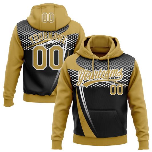 Custom Stitched Old Gold Black-White E-sports Pattern Pullover Sweatshirt Hoodie - Main View