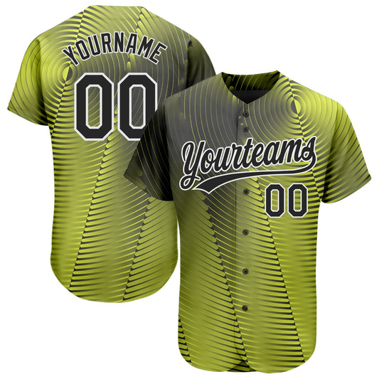 Custom Gold Black-White 3D Pattern Design Authentic Baseball Jersey - Main View