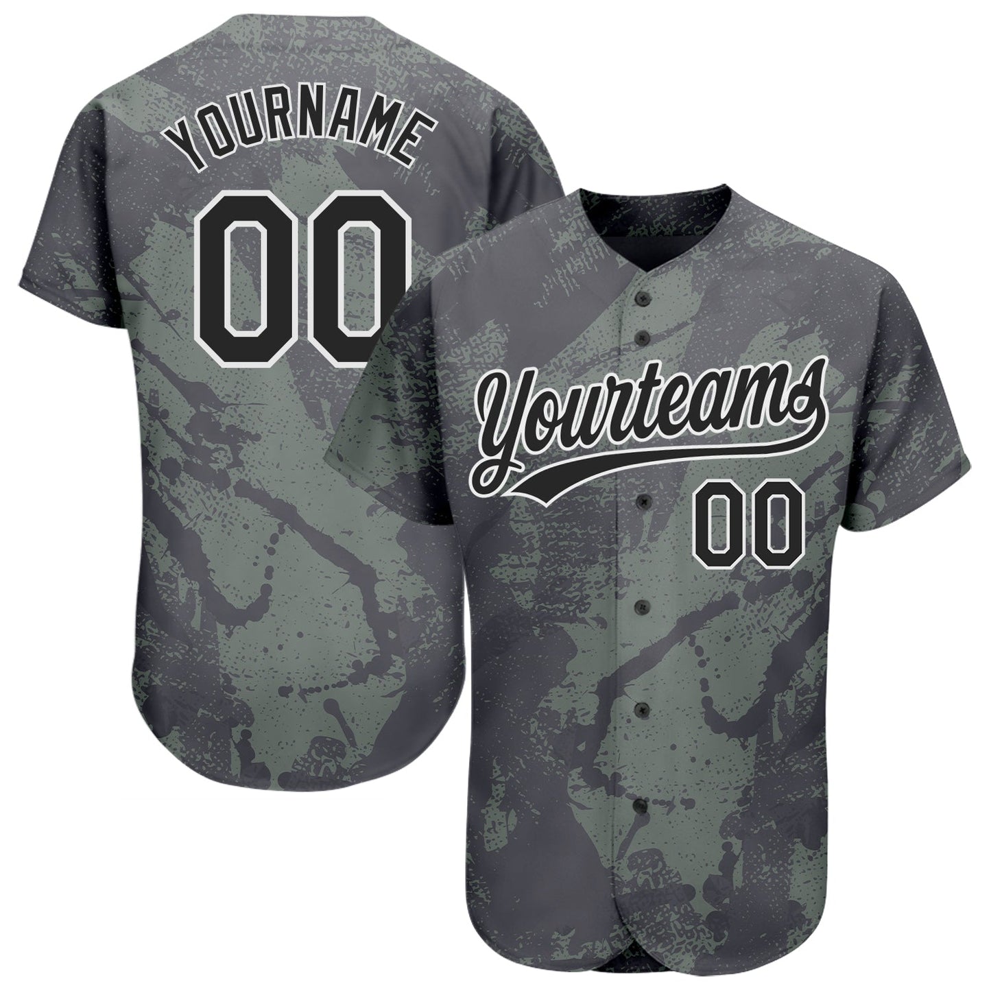Custom Olive Black-White 3D Pattern Design Authentic Salute To Service Baseball Jersey - Main View