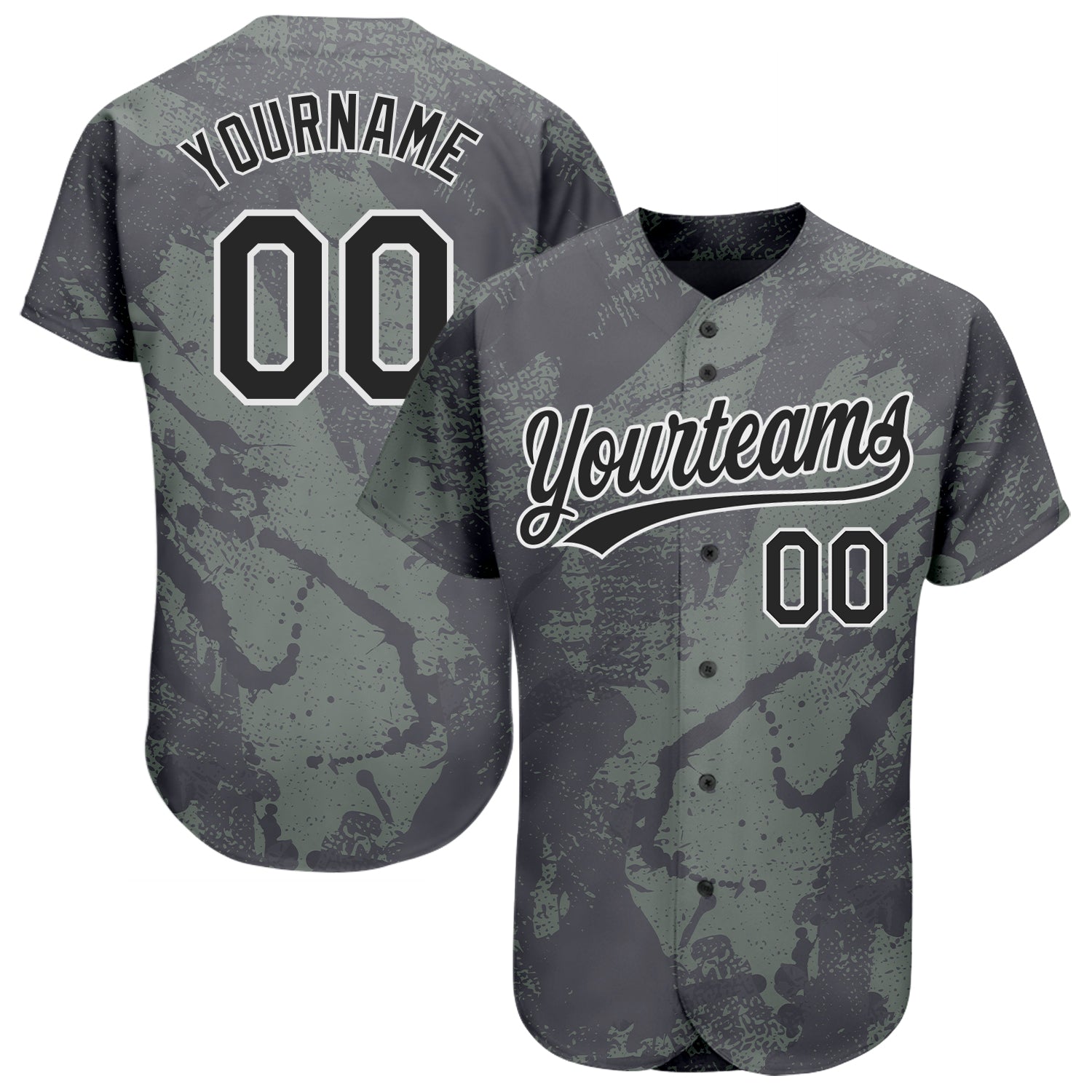 Custom Olive Black-White 3D Pattern Design Authentic Salute To Service Baseball Jersey - Main View