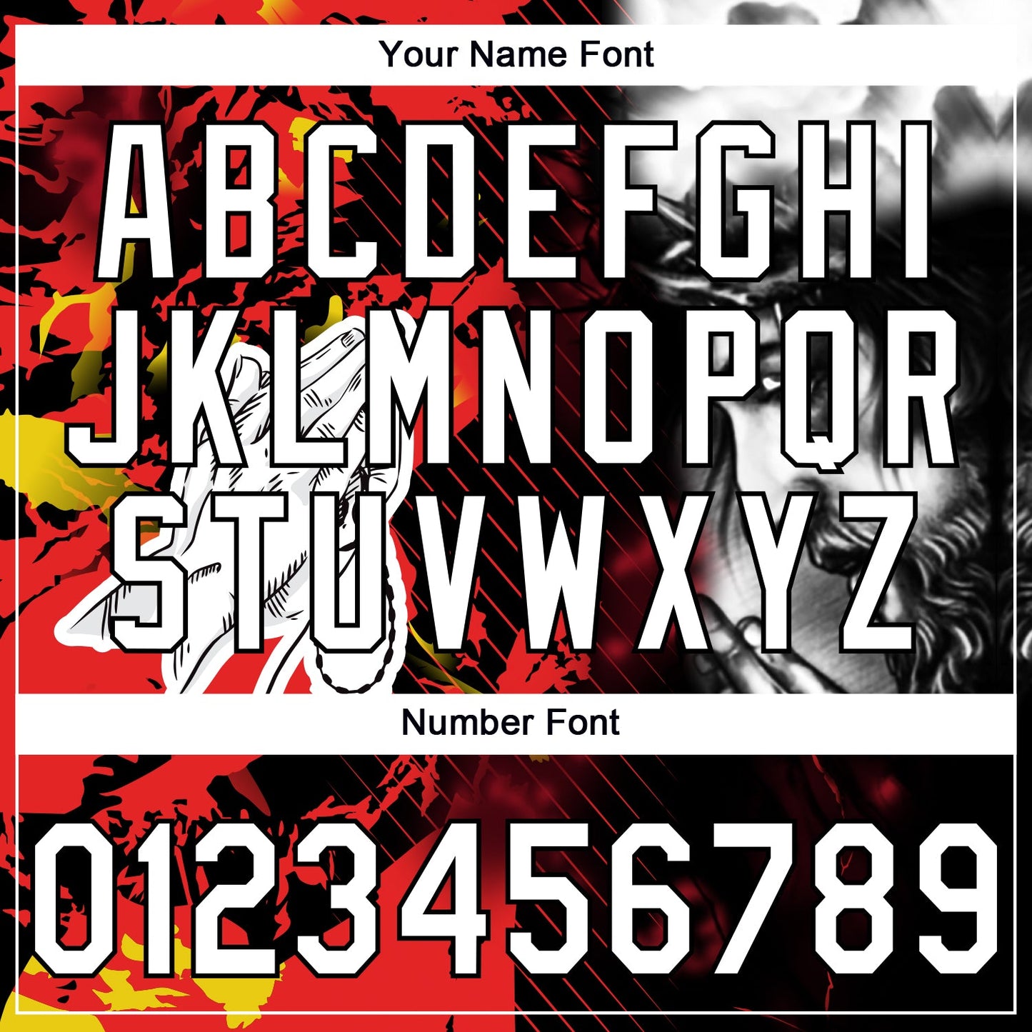 Custom Stitched Black White-Fire Red Religion Praying Hands Pullover Sweatshirt Hoodie view 6