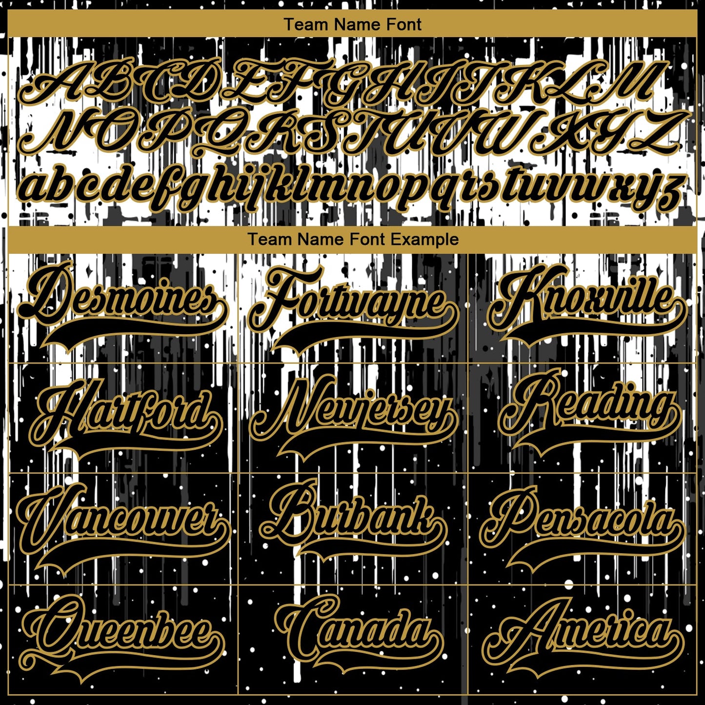 Custom Black Old Gold Steel Gray-White Dripping Splatter Pattern Hockey Lace Neck Jersey view 6