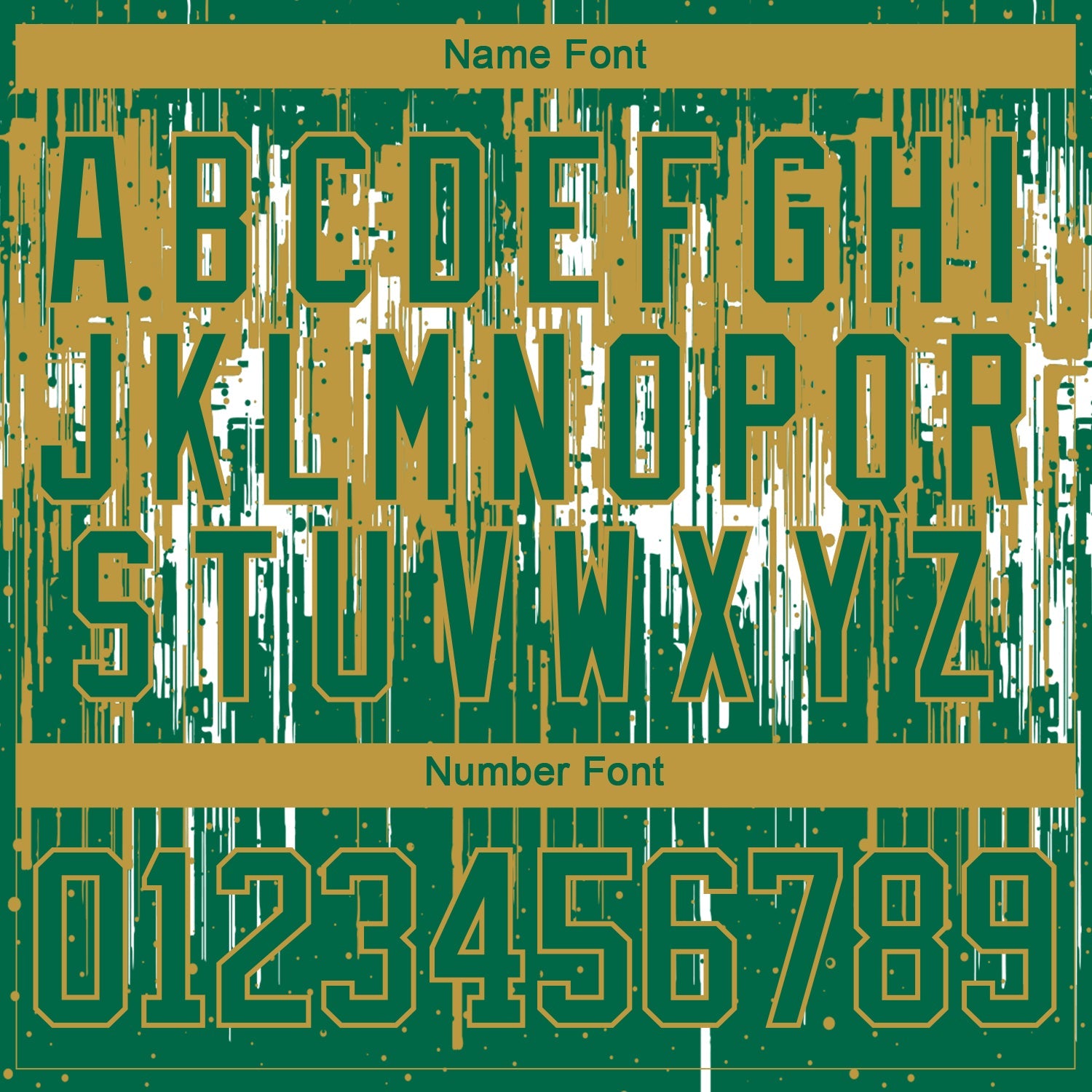 Custom Kelly Green Old Gold-White Dripping Splatter Pattern Hockey Lace Neck Jersey view 7